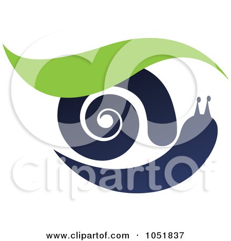 Royalty-Free Vector Clip Art Illustration of a Snail And Leaf Logo by Eugene