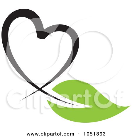 Royalty-Free Vector Clip Art Illustration of a Seedling Plant Ecology Heart Logo by elena