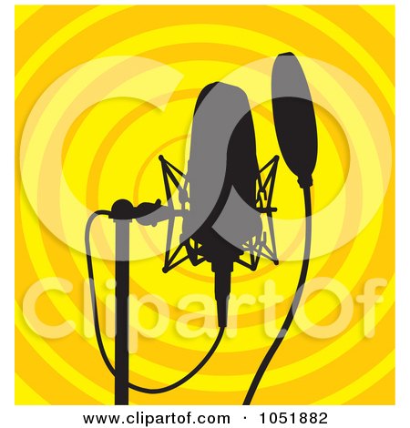 Royalty-Free Vector Clip Art Illustration of a Silhouetted Microphone And Stand by Any Vector