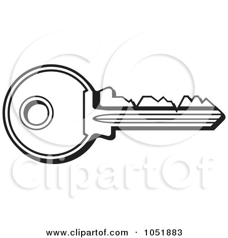 Royalty-Free Vector Clip Art Illustration of a Black And White Rounded Key by Any Vector