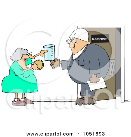 Royalty-Free Vector Clip Art Illustration of a Woman Instructing A Man On A Drug Test by djart