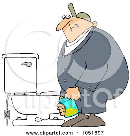 Royalty-Free Vector Clip Art Illustration of a Man Peeing In A Cup For A Drug Test by djart