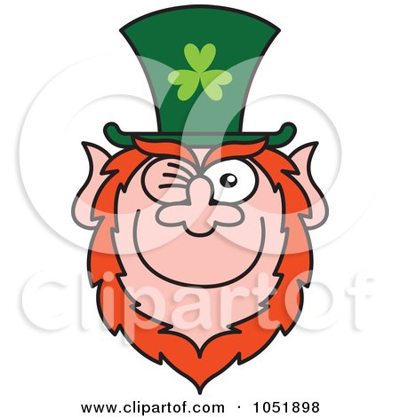 Royalty-Free Vector Clip Art Illustration of a St Paddy's Day Leprechaun Winking And Smiling by Zooco