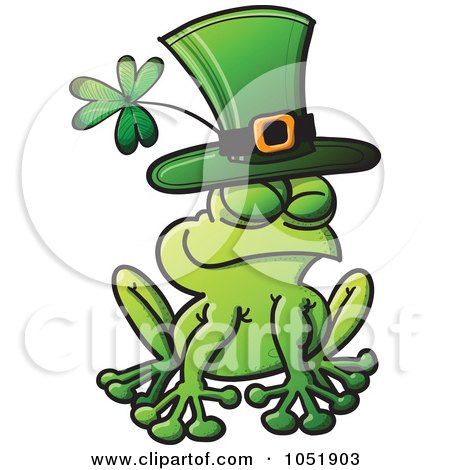 Royalty-Free Vector Clip Art Illustration of a St Patricks Day Frog Wearing A Green Hat With A Shamrock by Zooco