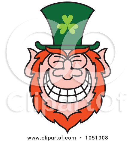 Royalty-Free Vector Clip Art Illustration of a St Paddy's Day Leprechaun Grinning by Zooco