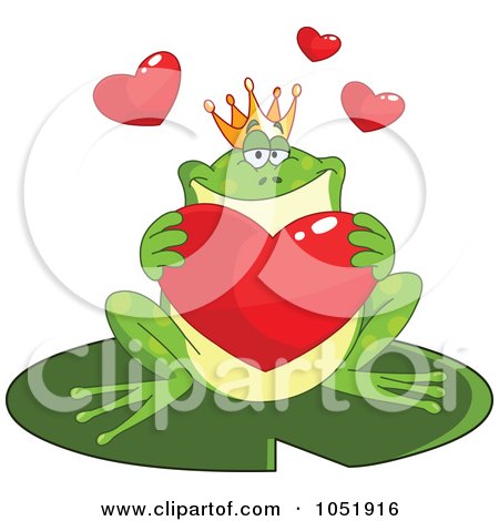Royalty-Free Vector Clip Art Illustration of a Valentine Frog Prince Holding A Heart by yayayoyo