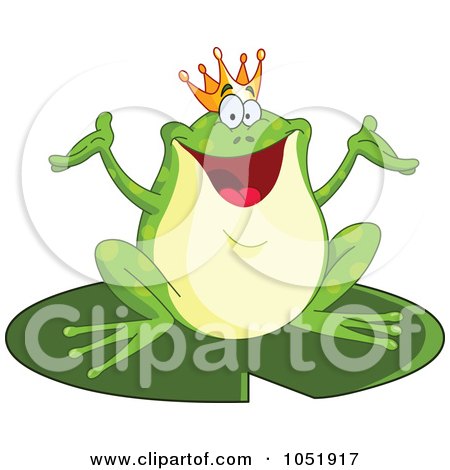 Royalty-Free Vector Clip Art Illustration of a Happy Frog Prince Shrugging On A Lily Pad by yayayoyo