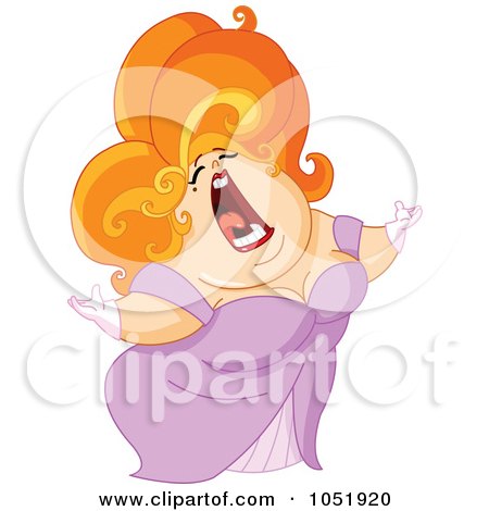Royalty-Free Vector Clip Art Illustration of a Red Haired Chubby Opera Woman Singing by yayayoyo