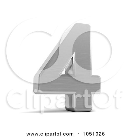 Royalty-Free 3d Clip Art Illustration of a 3d Chrome Symbol; Number 4 by stockillustrations