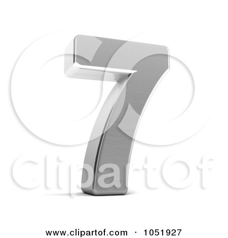Royalty-Free 3d Clip Art Illustration of a 3d Chrome Symbol; Number 7 by stockillustrations