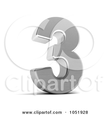 Royalty-Free 3d Clip Art Illustration of a 3d Chrome Symbol; Number 3 by stockillustrations