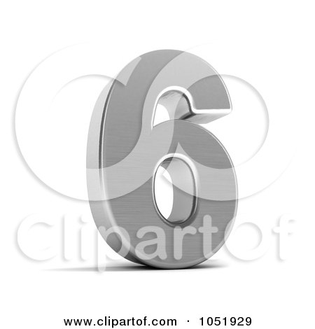 Royalty-Free 3d Clip Art Illustration of a 3d Chrome Symbol; Number 6 by stockillustrations