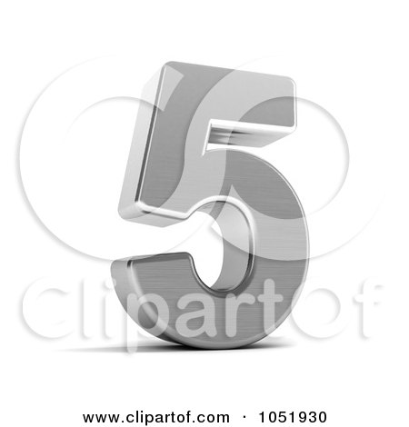 Royalty-Free 3d Clip Art Illustration of a 3d Chrome Symbol; Number 5 by stockillustrations