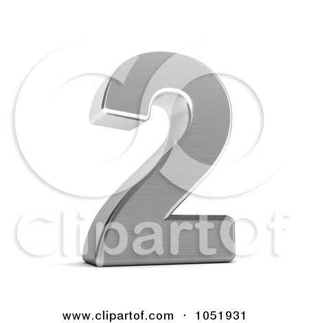 Royalty-Free 3d Clip Art Illustration of a 3d Chrome Symbol; Number 2 by stockillustrations