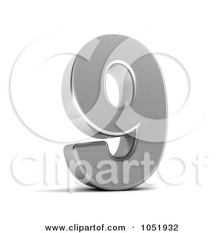 Royalty-Free 3d Clip Art Illustration of a 3d Chrome Symbol; Number 9 by stockillustrations