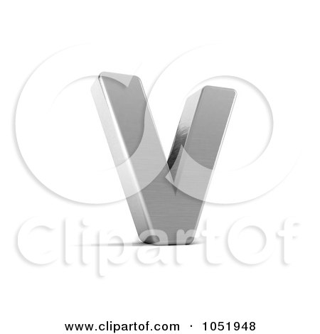 Royalty-Free 3d Clip Art Illustration of a 3d Chrome Alphabet Symbol; Letter V by stockillustrations