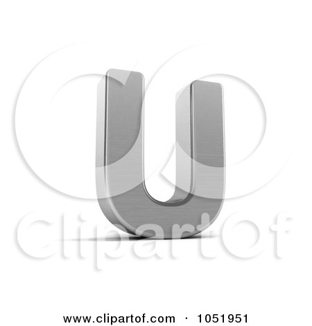 Royalty-Free 3d Clip Art Illustration of a 3d Chrome Alphabet Symbol; Letter U by stockillustrations