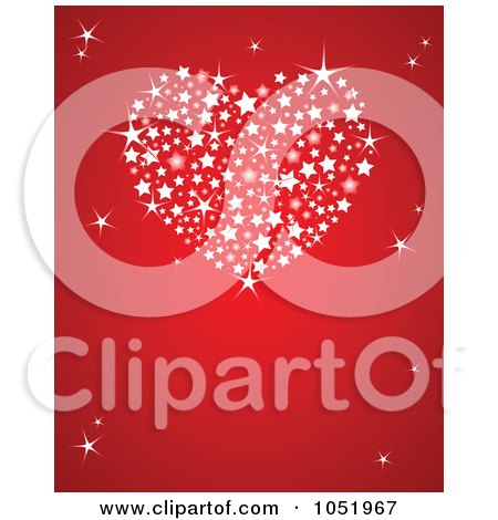 Royalty-Free Vector Clip Art Illustration of a Starry White Heart On A Red Background by Pushkin
