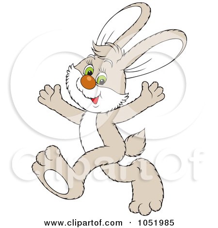 Royalty-Free Vector Clip Art Illustration of a Happy Tan Rabbit Walking Upright by Alex Bannykh