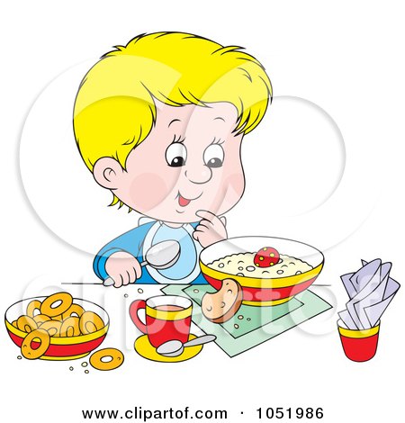 boy eating breakfast clip art