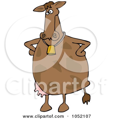 Royalty-Free Vector Clip Art Illustration of an Upset Cow Standing With Her Hands On Her Hips by djart