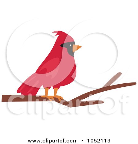Royalty-Free Vector Clip Art Illustration of a Red Cardinal On A Branch by peachidesigns