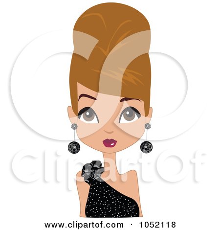 Royalty-Free Vector Clip Art Illustration of a Dirty Blond Woman In A Black Dress, Wearing Her Hair Up In A Bee Hive by peachidesigns