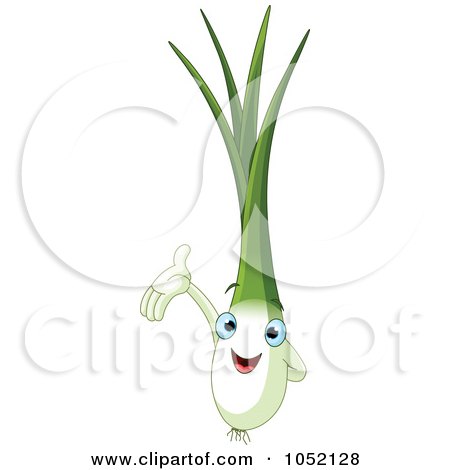 Royalty-Free Vector Clip Art Illustration of a Happy Green Onion Character by Pushkin