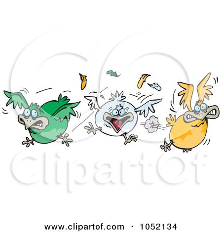 Royalty-Free Vector Clip Art Illustration of Green, White And Yellow Irish Birds Flying by Dennis Holmes Designs