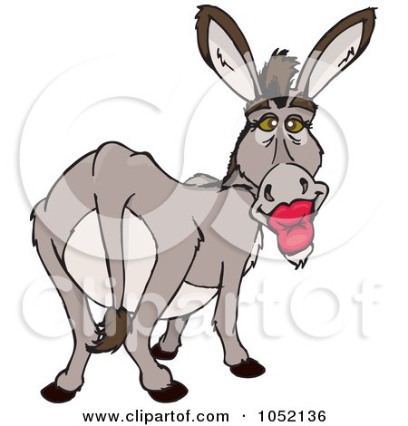 Royalty-Free Vector Clip Art Illustration of a Kiss Ass Donkey With Puckered Lips by Dennis Holmes Designs