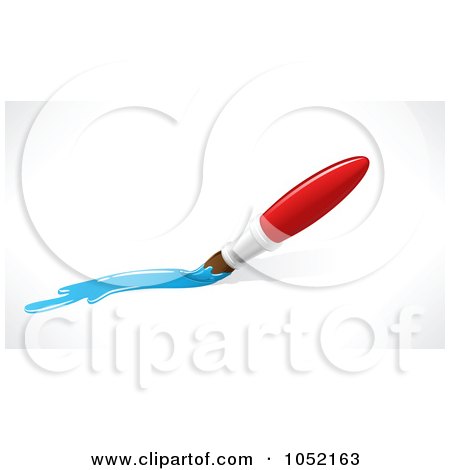 Royalty-Free Vector Clip Art Illustration of a Red Paintbrush With Blue Paint Strokes by AtStockIllustration