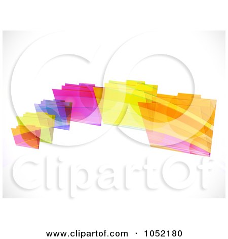 Royalty-Free Vector Clip Art Illustration of a Background Of Flying Colorful Striped Folders by elaineitalia