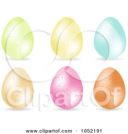 Royalty-Free 3d Vector Clip Art Illustration of a Digital Collage Of 3d Speckled Pastel Easter Eggs by elaineitalia