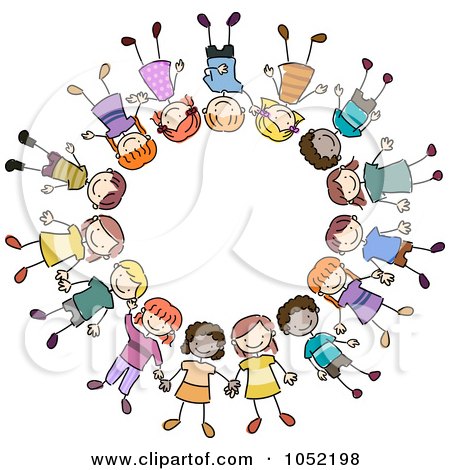 Royalty-Free Vector Clip Art Illustration of a Circle Of Diverse Doodled Kids by BNP Design Studio