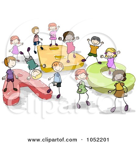 Royalty-Free Vector Clip Art Illustration of Doodled Kids Playing On ABC by BNP Design Studio