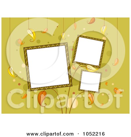 Royalty-Free Vector Clip Art Illustration of Three Frames With Leaves On Green by BNP Design Studio