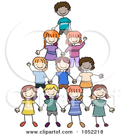 Royalty-Free Vector Clip Art Illustration of a Doodled Pyramid Of Kids by BNP Design Studio