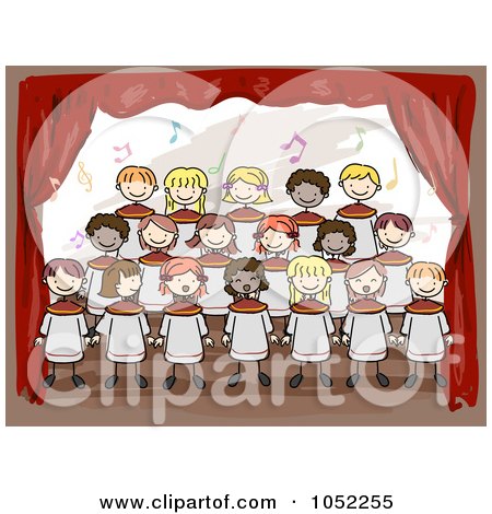 Royalty-Free Vector Clip Art Illustration of Doodled Kids Singing In A School Choir by BNP Design Studio