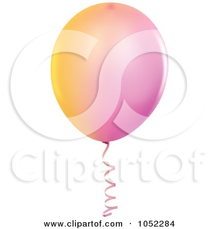 Royalty-Free Vector Clip Art Illustration of a Pink And Yellow Helium Party Balloon Logo by dero