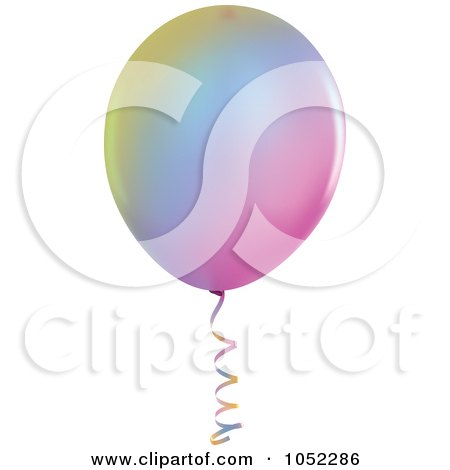 Royalty-Free Vector Clip Art Illustration of a Rainbow Helium Party Balloon Logo by dero