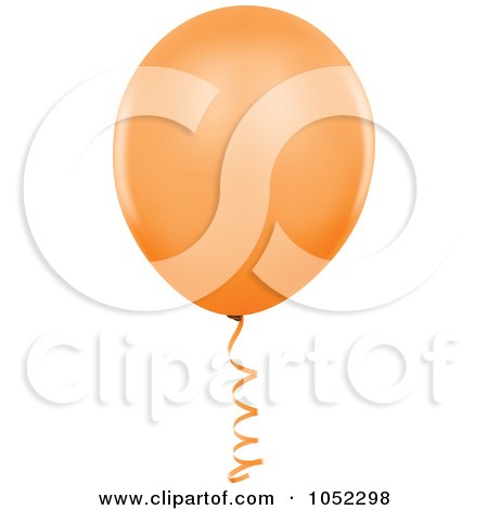 Royalty-Free Vector Clip Art Illustration of an Orange Helium Party Balloon Logo by dero