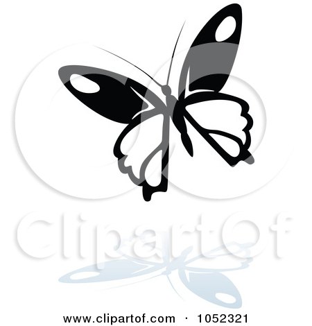Royalty-Free Vector Clip Art Illustration of a Black And White Butterfly Logo With A Reflection - 5 by dero