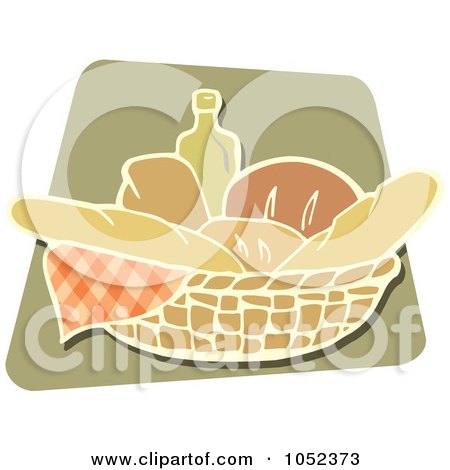Royalty-Free Vector Clip Art Illustration of Oil And Bread In A Basket by Any Vector