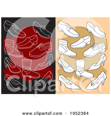 Royalty-Free Vector Clip Art Illustration of a Digital Collage Of Backgrounds Of Shoes by Any Vector