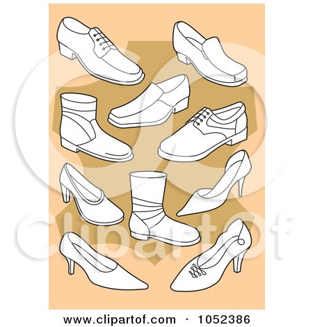 Royalty-Free Vector Clip Art Illustration of a Background Of White Shoes On Tan And Beige by Any Vector