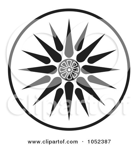 Royalty-Free Vector Clip Art Illustration of a Black And White Vergina Sun Macedonia Symbol by Any Vector