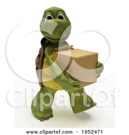 Royalty-Free 3d Clip Art Illustration of a 3d Tortoise Carrying A Box by KJ Pargeter