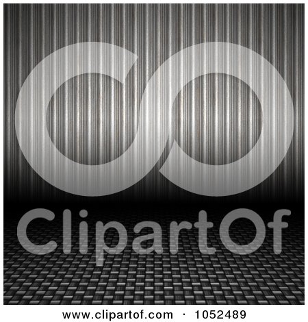 Royalty-Free 3d Clip Art Illustration of a 3d Steel Wall And Carbon Fiber Floor Background by Arena Creative