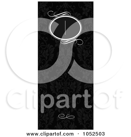Royalty-Free Vector Clip Art Illustration of an Ornate Vertical Black Floral Invitation With A Text Box - 1 by BestVector