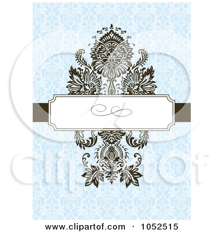 Royalty-Free Vector Clip Art Illustration of a Blue Floral Invitation Background - 7 by BestVector